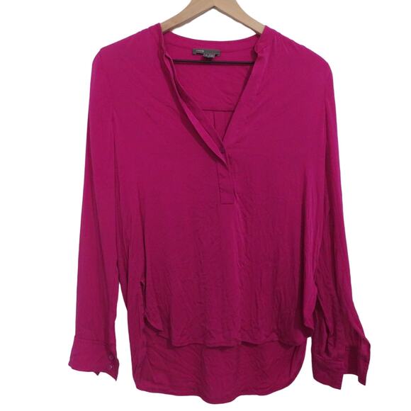 Vince Tops - Vince Womens Sz 4 Fuchsia Pink Magenta Long Sleeve Silk Blouse Office Wear